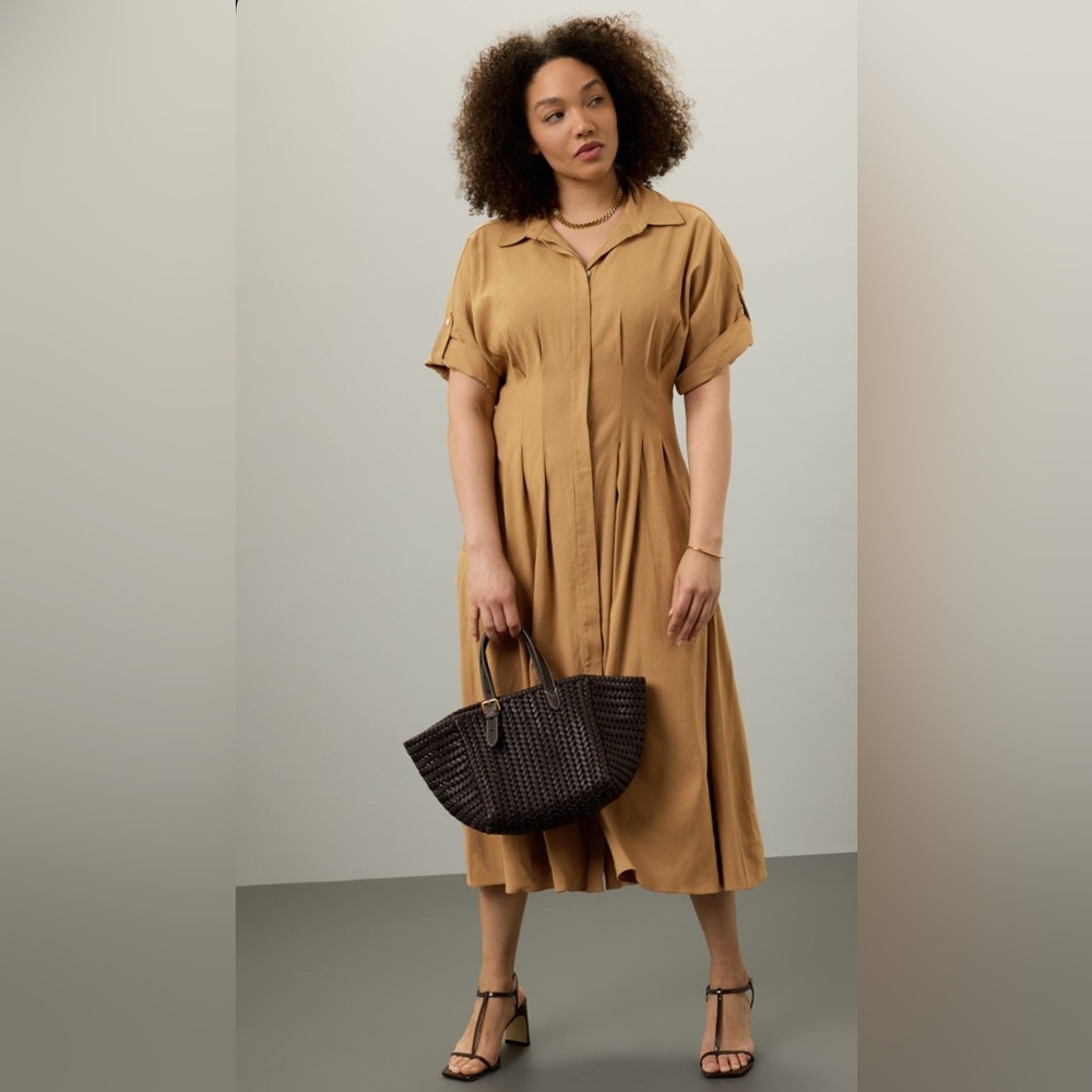 VERONICA BEARD - Camel - Classic Adavi Midi Dress - size 16 / XL - Picture 1 of 3